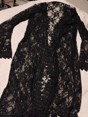 Polly & Esther Black Floral Lace Overlay Top